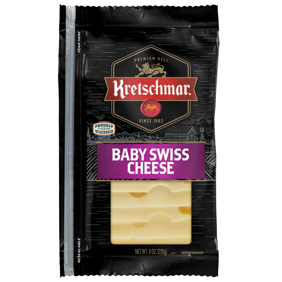 Pre-Sliced Baby Swiss Cheese | Kretschmar